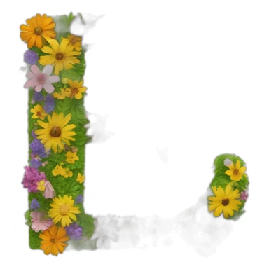 Letter E made of flowers around sticker