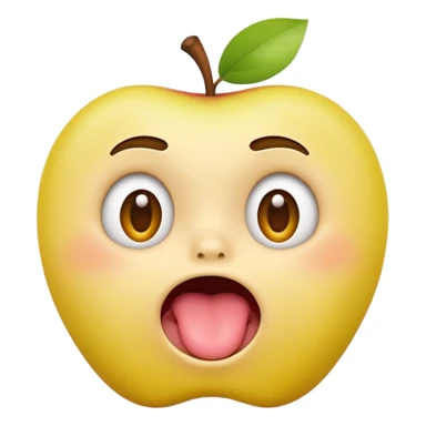 A yellow Apple-style emoji face with a round smooth 3D design, eyes rolled far back showing only the whites, mouth wide open, tongue sticking out, slightly parted lips, concerned or dazed expression sticker