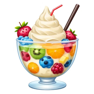 Taiwanese shaved ice dessert with boba, fruit, and condensed milk sticker