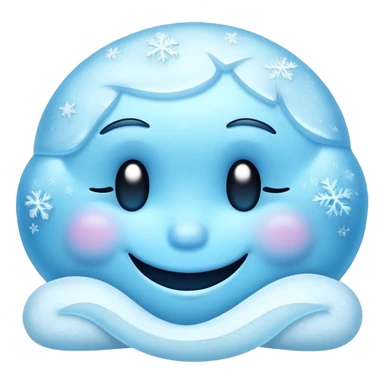frozen smiley face sleeping, icy blue color, frosty details sticker