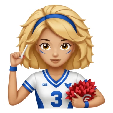 A cheerleader with a uniform with letter that say TRIPLE THREAT sticker