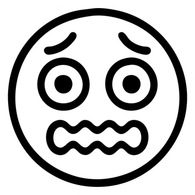 icon style emoji showing fear and anxiety, trembling mouth, big eyes sticker