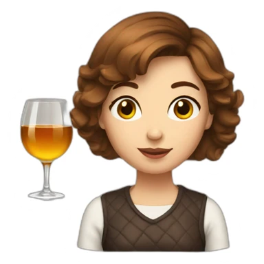 Woman short brown hair drink whisky sticker