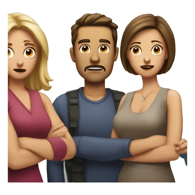  man distracted by looking at another woman while his wife reacts angrily sticker