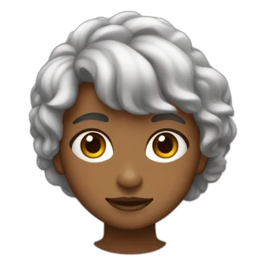 una adolescente con pelo rizado y marron medio oscuro con ojos achinados marrones y poco morena sticker