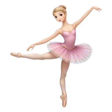 Icon for Ballet: a graceful ballerina on theatre stage in a tutu, poised in an elegant dance position, with a ballet barre and soft stage lighting. The icon should represent the art of ballet, with focus on fluid movement and classical performance. Transparent background. sticker