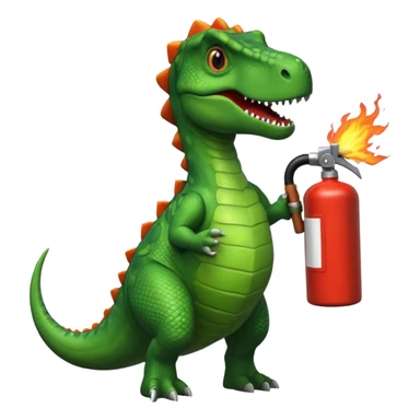 Dinosaur with a fire extintor sticker