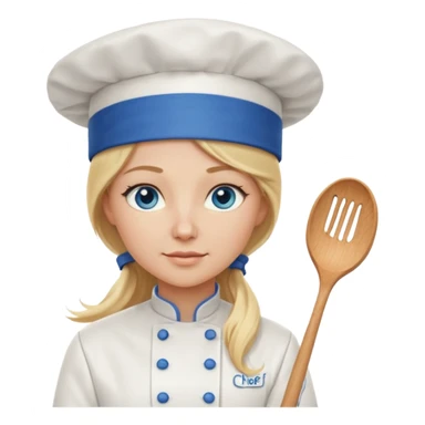 Long Blonde hair blue eyed female chef sticker