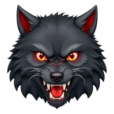 angry snarling black wolf with red eyes sticker