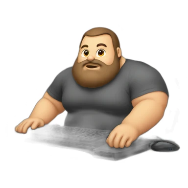 neckbeard fat gamer guy using a pc sticker