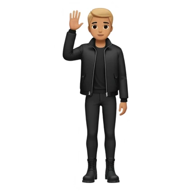 Full body standing male figure wearing black jacket, black pants, and black boots sticker