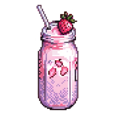 strawberry milkshake with pink hue and cherry on top sticker