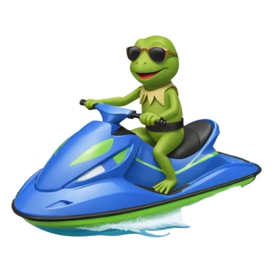 Kermit riding a blue jet ski sticker