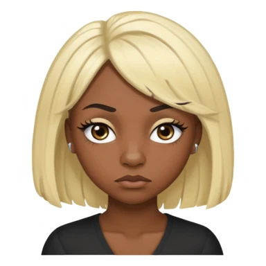 crée moi une jeune adulte noir au yeux brider marron foncer et une perruque blonde avec des baby hairs percing au nez et des gros faux cils bien charger , une fille un peu 92i sticker