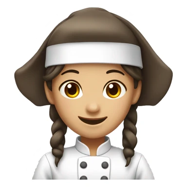 happy asian girl chef hat long hair brown skin dark hair sticker