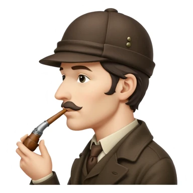 A side view of Sherlock Holmes wearing a deerstalker hat and smoking a curved meershaum pipe sticker