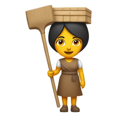 Indian woman wearing a wooden mop bucket on her head sticker