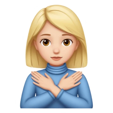 a girl crossing her hands around her neck  sticker