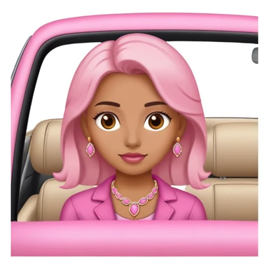 girl in car with pink jewelry sticker