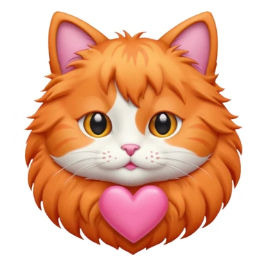 Gato naranja corazón rosa kawaii sticker