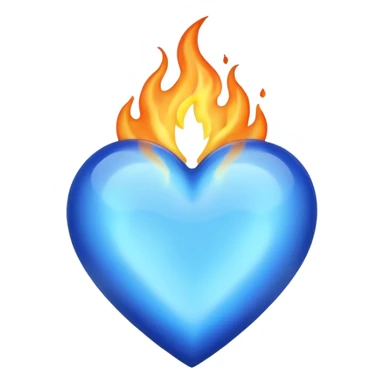 Blue heart with big BLUE flame NO RED OR ORANGE sticker