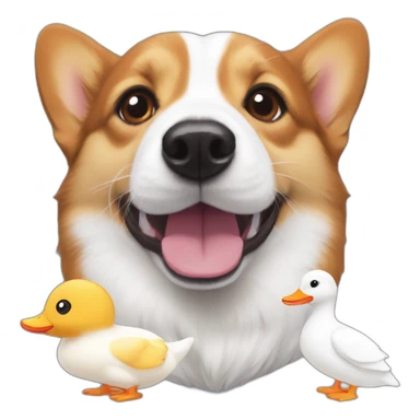 tricolor corgi with white ducks sticker