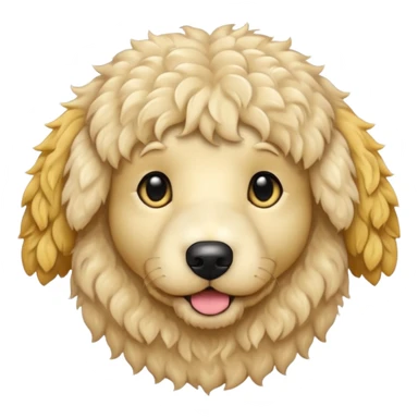 Can you make me an emoji of a white mini golden-doodle no brown in his fur that looks more like a poodle with black eyes? sticker