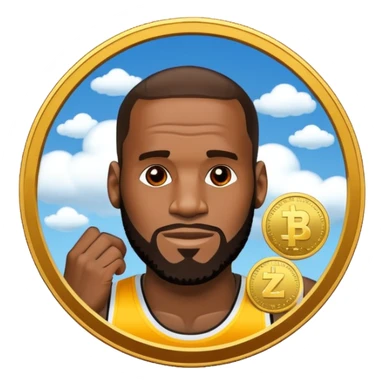 lebron james coin emoji   and text on the coin niggas in the sky  sticker