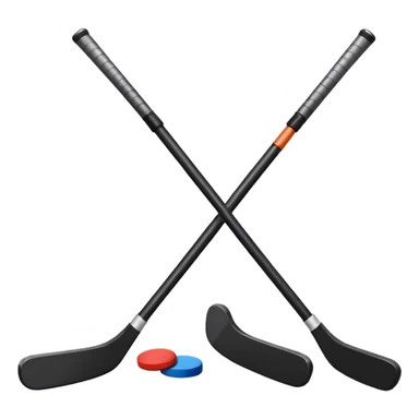 two hockey sticks crossing and a puck like the original apple hockey stick emoji sticker