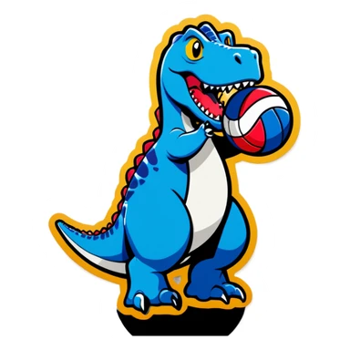 Dino playing volleyball  sticker