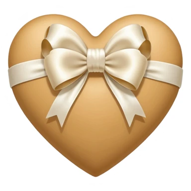 beige heart with white bow sticker