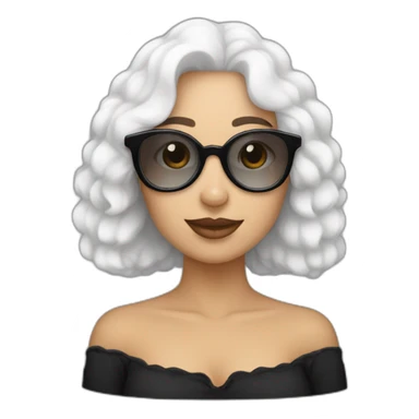 mujer pelo largo lacio negro con gafas y perro bichon blanco sticker
