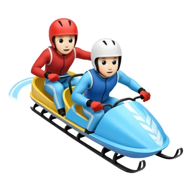 doubles olympic luge in a sled going down a run sticker