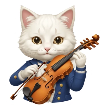 white cat play violin sticker