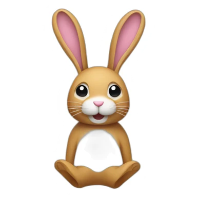 Rabbit inside a plate, fork and knife sticker