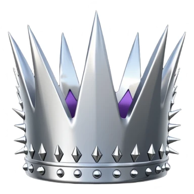 A spiked crown emoji made of silver chrome, sharp yet rounded metallic spikes, glossy reflections, aggressive luxury swag aesthetic, iOS emoji style, centered, clean white background sticker