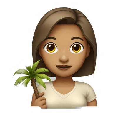 Light skin girl with brown hair carrying small palm tree sticker