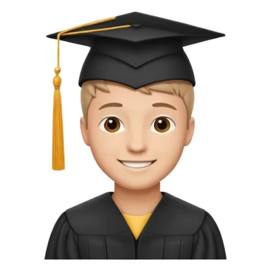 Graduated Students, Male, proudly, short hair, wearing graduation cap sticker