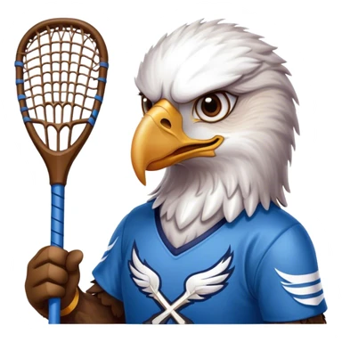 Eagle with lacrosse stick blue jersey sticker