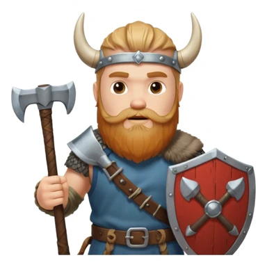 Bearded viking holding axe and shield sticker