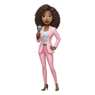 Pretty Woman wearing a Baby Pink Blazer , Holding A microphone  sticker