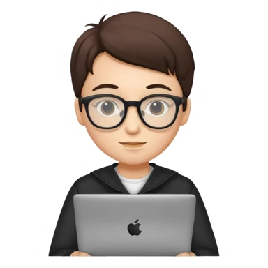 un estudiante que este parado con sus lentes y su laptop sticker