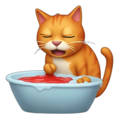 a red cat vomiting sticker