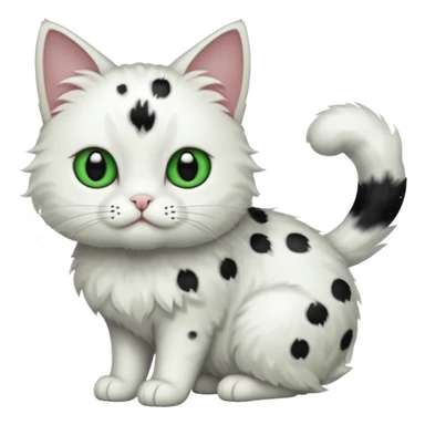 um gato branco com manchas pretas  olho preto e verde só manchas pretas corpo completo sticker