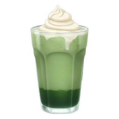 iced matcha latte in a glass and dark green traditional sticker