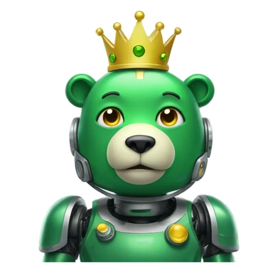 Green bear robot with yellow crown sticker