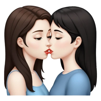 Brown haired girl with black haired pale people kissing sticker