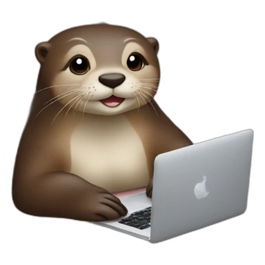 female otter in bed with a macbook sticker