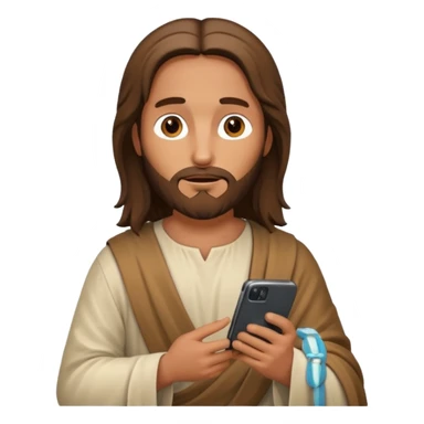 Jésus sur son téléphonesur son téléphone en train de le regarder sticker