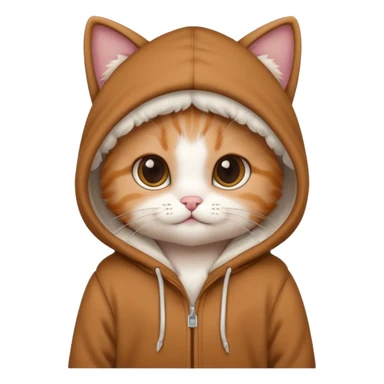 Cute Baby cat, white Colored, wearing a brown hoodie  sticker